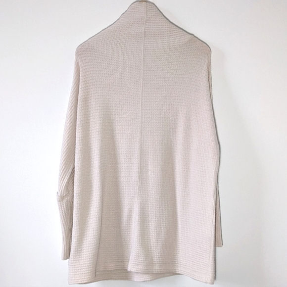 Free People Kitty Thermal Waffle Knit Top Cream Pink Mockneck Long Sleeve Size S - Picture 3 of 11